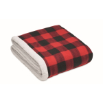 Sherpa deken met ruitpatroon van polyester 230g/m2 kleur rood derde weergave