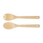 2 bamboe salade utensils met zak Bamboo kleur bruin derde weergave