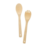 2 bamboe salade utensils met zak Bamboo kleur bruin zesde weergave