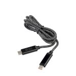 Oplaadkabel van nylon, 1 meter lang met USB-C-poorten, 65 W met jouw bedrukking