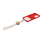Polsband en badgehouder van katoenen koord met bamboedetail kleur khaki vierde weergave