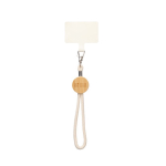 Polsband en badgehouder van katoenen koord met bamboedetail kleur khaki met jouw bedrukking