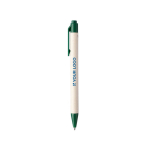 Pen van melkachtig karton met gekleurde details en blauwe inkt met jouw bedrukking