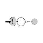 Sleutelhanger van gerecycled zink met winkelwagenmunt kleur zilver weergave met logo