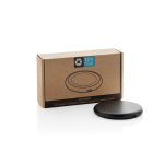 Magnetische draadloze oplader van gerecycled plastic en bamboe, 3-in-1 kleur zwart tweede weergave met doos