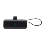 Powerbank met lightning-connector en meerdere poorten, 3.000 mAh kleur zwart weergave met logo