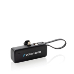 Powerbank met lightning-connector en meerdere poorten, 3.000 mAh kleur zwart met afdrukgebied