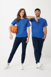 Unisex joggerbroek van gerecycled katoen, 340 g/m2, Iqoniq kleur marineblauw weergave met model