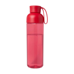 Gerecyclede plastic fles met comfortabele siliconenhandgreep 600ml kleur rood tweede weergave voorkant