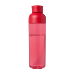Gerecyclede plastic fles met comfortabele siliconenhandgreep 600ml kleur rood tweede weergave achterkant