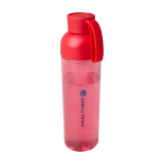 Gerecyclede plastic fles met comfortabele siliconenhandgreep 600ml kleur rood weergave tampondruk