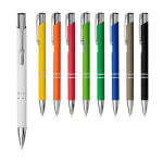 Aluminium pen met soft-touch coating en zwarte inkt tweede weergave meerdere kleuren