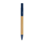 Bamboe balpen met ingebouwde telefoonhouder en zwarte inkt kleur marineblauw