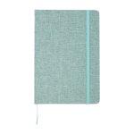 Hardcover notitieboek van gerecycled katoen A5, gelinieerde pagina's kleur pastel groen tweede weergave voorkant