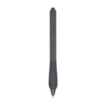 Gerecyclede plastic pen met rubberen lichaam en blauwe inkt kleur taupe grijs tweede weergave voorkant