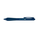 Gerecyclede plastic pen met rubberen lichaam en blauwe inkt weergave tampondruk