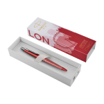 Metalen pen met blauwe inkt Parker Jotter SE Global Icons kleur rood tweede weergave voorkant