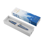 Metalen pen met blauwe inkt Parker Jotter SE Global Icons kleur electrisch blauw tweede weergave voorkant