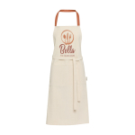 Gerecycled katoenen schort met gekleurde nekband 200 g/m2 kleur zalm weergave zeefdruk