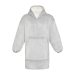 Fleece badjas met capuchon van polyester en voorvak kleur grijs tweede weergave voorkant
