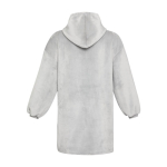 Fleece badjas met capuchon van polyester en voorvak kleur grijs tweede weergave achterkant