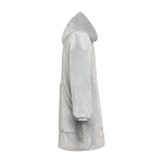 Fleece badjas met capuchon van polyester en voorvak kleur grijs weergave zijkant