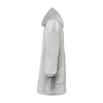 Fleece badjas met capuchon van polyester en voorvak kleur grijs tweede weergave met zijkant