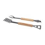 4-in-1 barbecuegereedschapsset met houten handvat kleur naturel