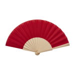 Handgemaakte waaier van hout en polyester, volledig glad kleur rood derde weergave voorkant