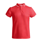 Kort sportpolo voor kinderen van polyester 140 g/m² Roly kleur rood