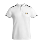 Kort sportpolo voor kinderen van polyester 140 g/m² Roly kleur wit weergave zeefdruk