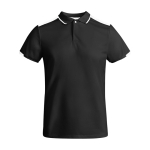 Kort sportpolo voor kinderen van polyester 140 g/m² Roly kleur wit/zwart
