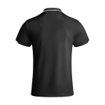 Kort sportpolo voor kinderen van polyester 140 g/m² Roly kleur wit/zwart tweede weergave achterkant