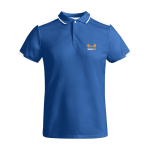 Kort sportpolo voor kinderen van polyester 140 g/m² Roly kleur koningsblauw weergave zeefdruk
