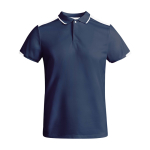 Kort sportpolo voor kinderen van polyester 140 g/m² Roly kleur marineblauw
