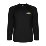 Lang sportshirt voor kinderen bedrukken 150 g/m² Roly kleur zwart weergave zeefdruk