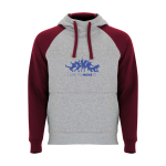 Kinderhoodie in twee kleuren van zachte fleece 280 g/m² kleur bordeaux weergave zeefdruk