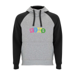 Kinderhoodie in twee kleuren van zachte fleece 280 g/m² kleur zwart weergave zeefdruk