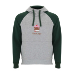 Kinderhoodie in twee kleuren van zachte fleece 280 g/m² kleur groene fles weergave zeefdruk