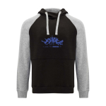 Kinderhoodie in twee kleuren van zachte fleece 280 g/m² kleur matzwart weergave zeefdruk