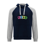 Kinderhoodie in twee kleuren van zachte fleece 280 g/m² kleur marineblauw weergave zeefdruk