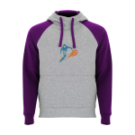 Kinderhoodie in twee kleuren van zachte fleece 280 g/m² kleur paars weergave zeefdruk