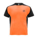 Sportief tweekleurig T-shirt voor kinderen korte mouwen kleur oranje weergave zeefdruk