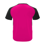 Sportief tweekleurig T-shirt voor kinderen korte mouwen kleur fuchsia tweede weergave achterkant