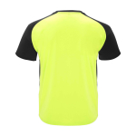 Sportief tweekleurig T-shirt voor kinderen korte mouwen kleur neon geel tweede weergave achterkant