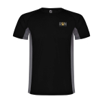 Tweekleurig sportshirt voor kinderen van polyester 140 g/m² Roly kleur zwart weergave zeefdruk