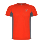 Tweekleurig sportshirt voor kinderen van polyester 140 g/m² Roly kleur rood weergave zeefdruk