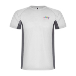 Tweekleurig sportshirt voor kinderen van polyester 140 g/m² Roly kleur wit weergave zeefdruk