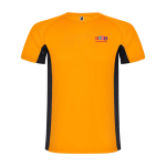 Tweekleurig sportshirt voor kinderen van polyester 140 g/m² Roly kleur oranje weergave zeefdruk