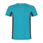 Tweekleurig sportshirt voor kinderen van polyester 140 g/m² Roly kleur turkoois